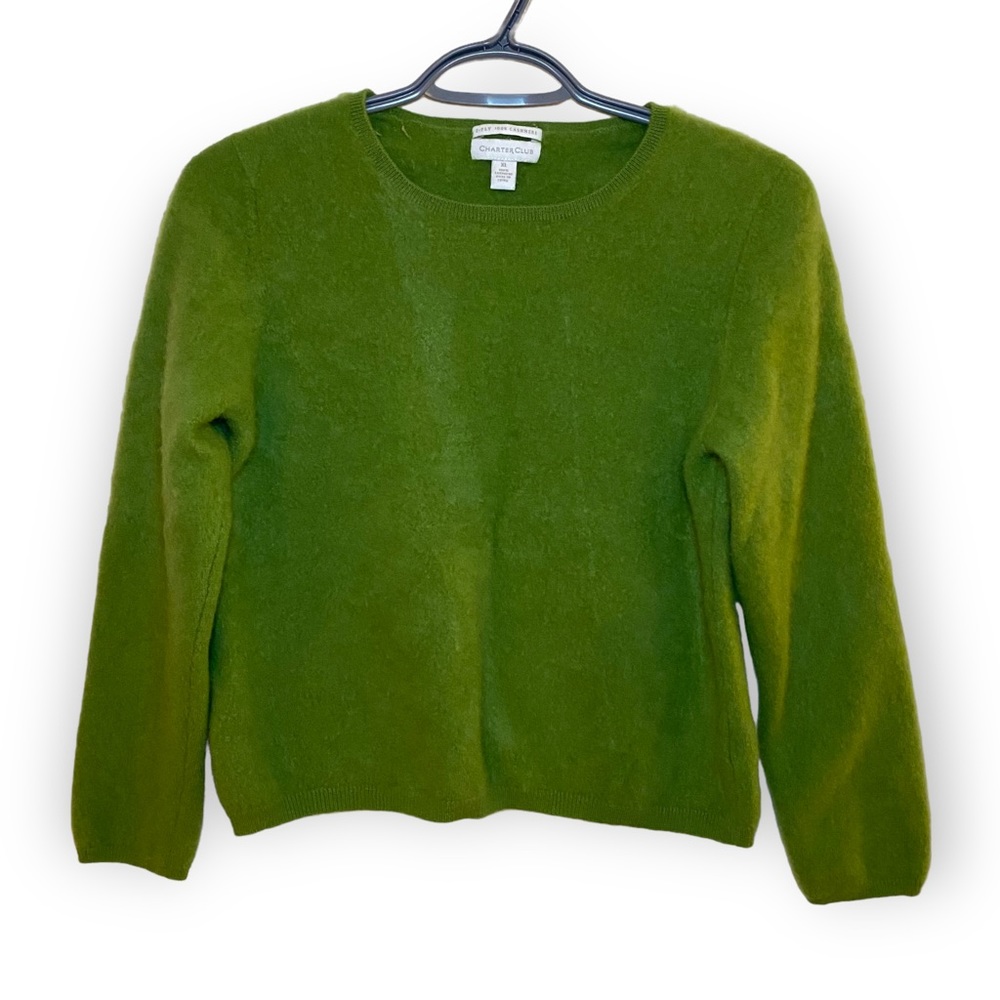 Cashmere Cropped Green Sweater